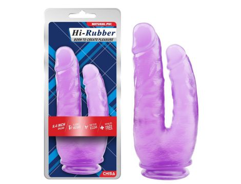 Podwójne dildo Hi Rubber fioletowe PVC 25 cm